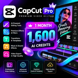 CapCut Pro 1 Month + 1,600 AI Credits | Premium Video Editor