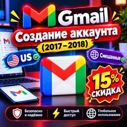 Аккаунты Gmail (США и смешанные) с историей (2017–2018 гг. | Подтверждены SMS | Скидка 15%)