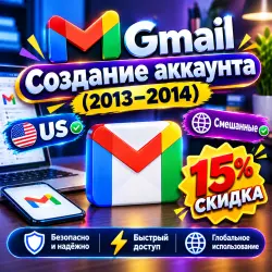 Аккаунты Gmail (США и смешанные) с историей (2013–2014 гг. | Подтверждены SMS | Скидка 15%)