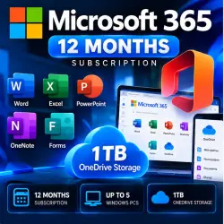 Microsoft 365 – 12 Months Subscription | 1TB OneDrive | Up to 5 Windows PCs