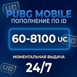 АВТО PUBG MOBILE UC 60-8100 · 24/7 ПО ID +ПОДАРОК, лот №289032