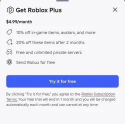 Roblox Plus Активация пробного периода Любой регион кроме в…, лот №293351
