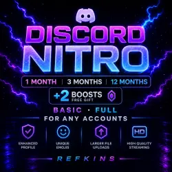 DISCORD NITRO 1/3/12 MONTHS +2 BOOST BASIC FULL