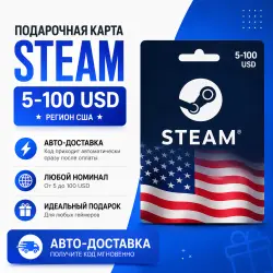 Подарочная карта Steam США 5–100 USD | Автодоставка